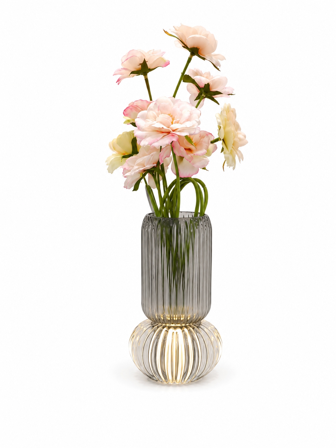 Vaso grigio fume con luce led Henriette
