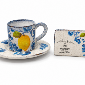 Tazza caffè con piattino dipinta a mano Modigliani Made In Italy