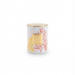 Candela Profumata in Ceramica Cupido & Co. – Linea Corallo con Coperchio Dorato