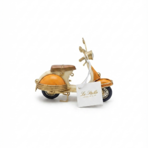 Modellino Vespa Vintage Le Stelle – Statuina Scooter in Stile Retro Arancio e Oro