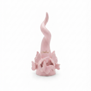 Corno Portafortuna in Ceramica Mela Verde – Linea Farfalle Rosa Pastello
