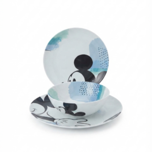 Set Tavola 3 Pezzi Egan x Disney – Collezione Topolino in Porcellana (Piatto Piano, Fondo e Frutta)