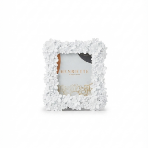 Portafoto Henriette "Linea Fiori" – Cornice in Resina Bianca con Fiori Tridimensionali